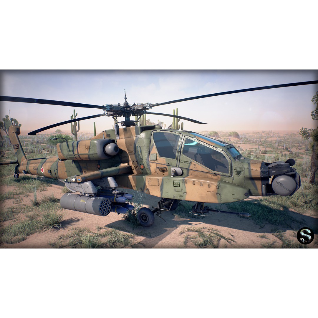 AH-64A Apache 3D Model – Low-Poly Game Asset, FBX, PBR Textures - View 5