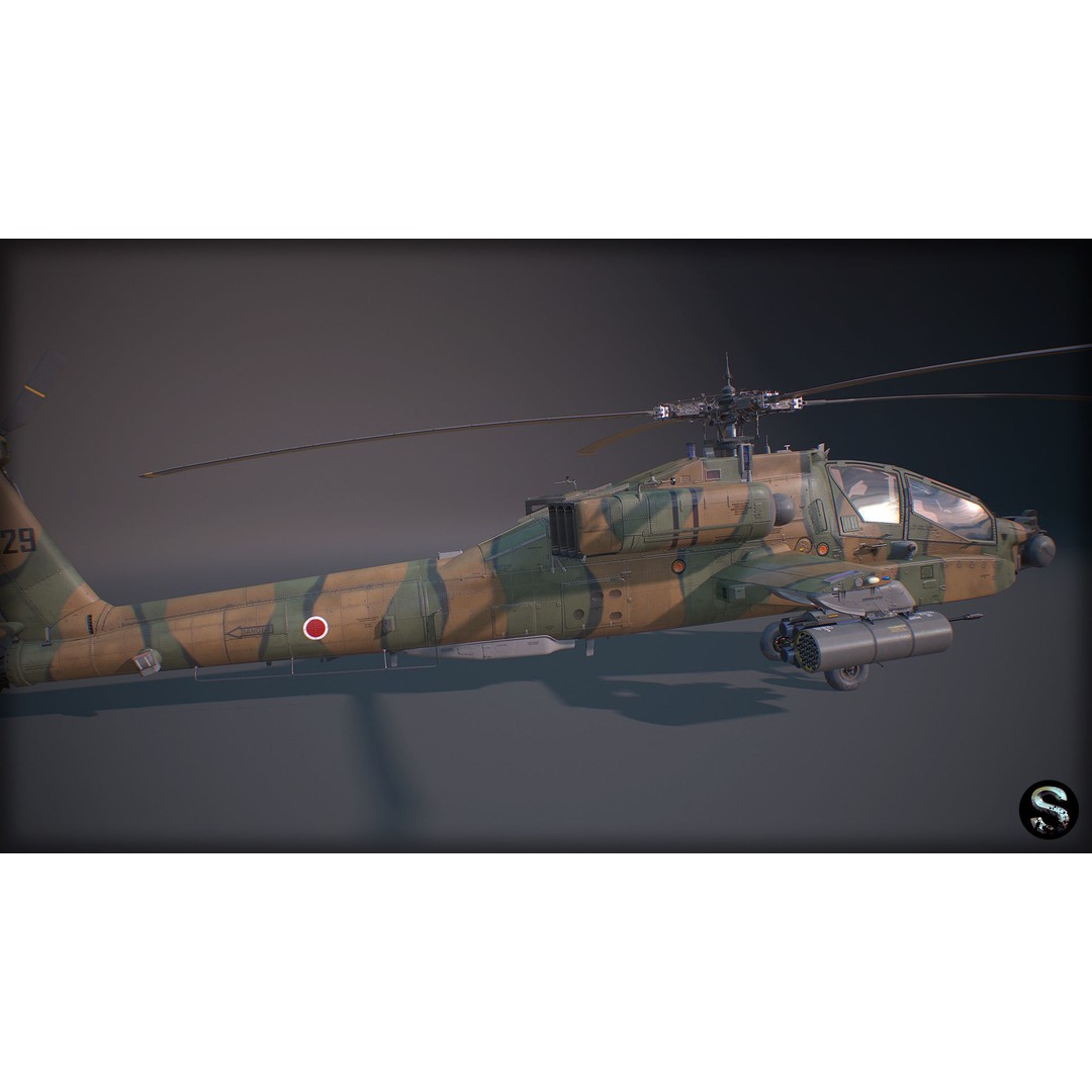 AH-64A Apache 3D Model – Low-Poly Game Asset, FBX, PBR Textures - View 6