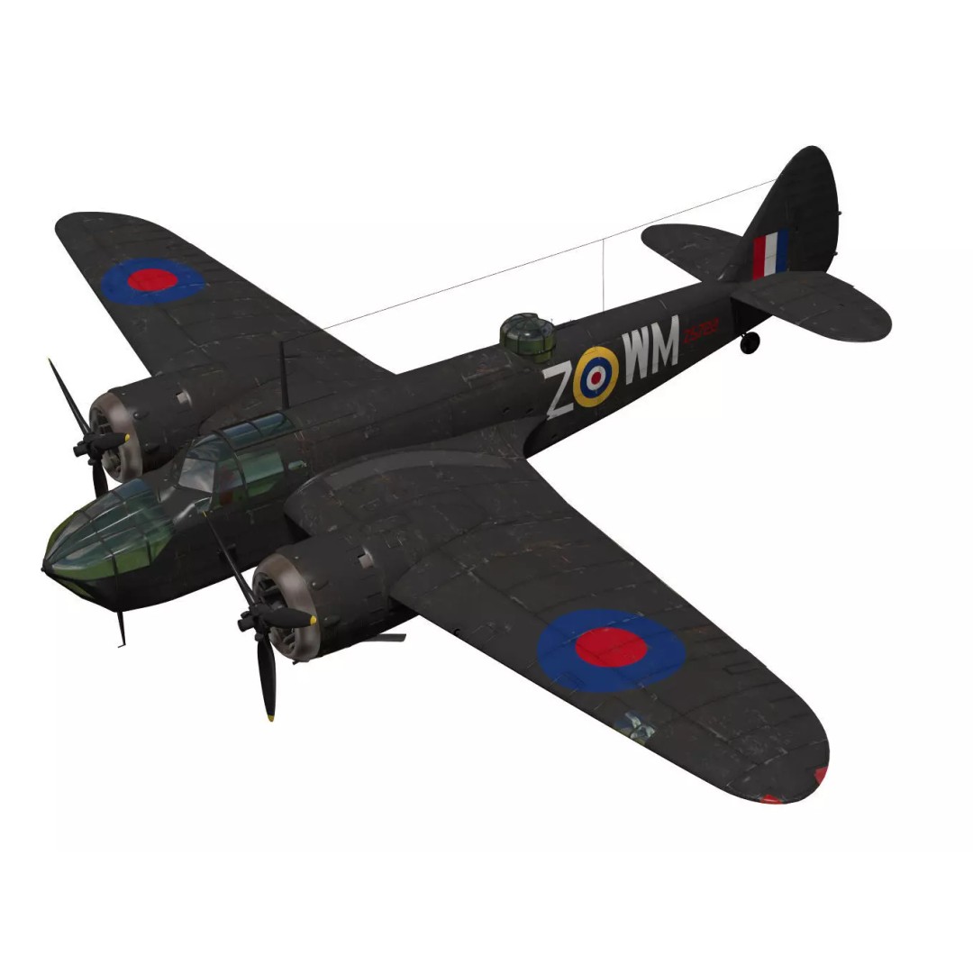 Bristol Blenheim MK-IV 3D Model – High Poly Aircraft, FBX - View 2