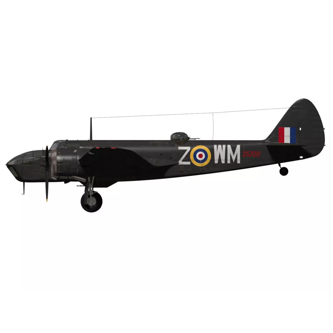 Bristol Blenheim MK-IV 3D Model – High Poly Aircraft, FBX - View 3