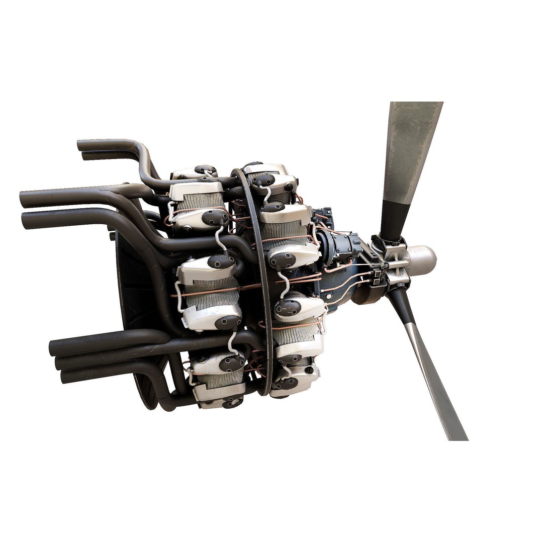 Pratt & Whitney R 2000 Radial Engine 3D Model – PBR Game-Ready Asset, FBX, OBJ - View 10