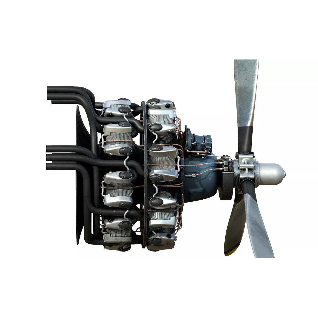 Pratt & Whitney R 2000 Radial Engine 3D Model – PBR Game-Ready Asset, FBX, OBJ - View 2