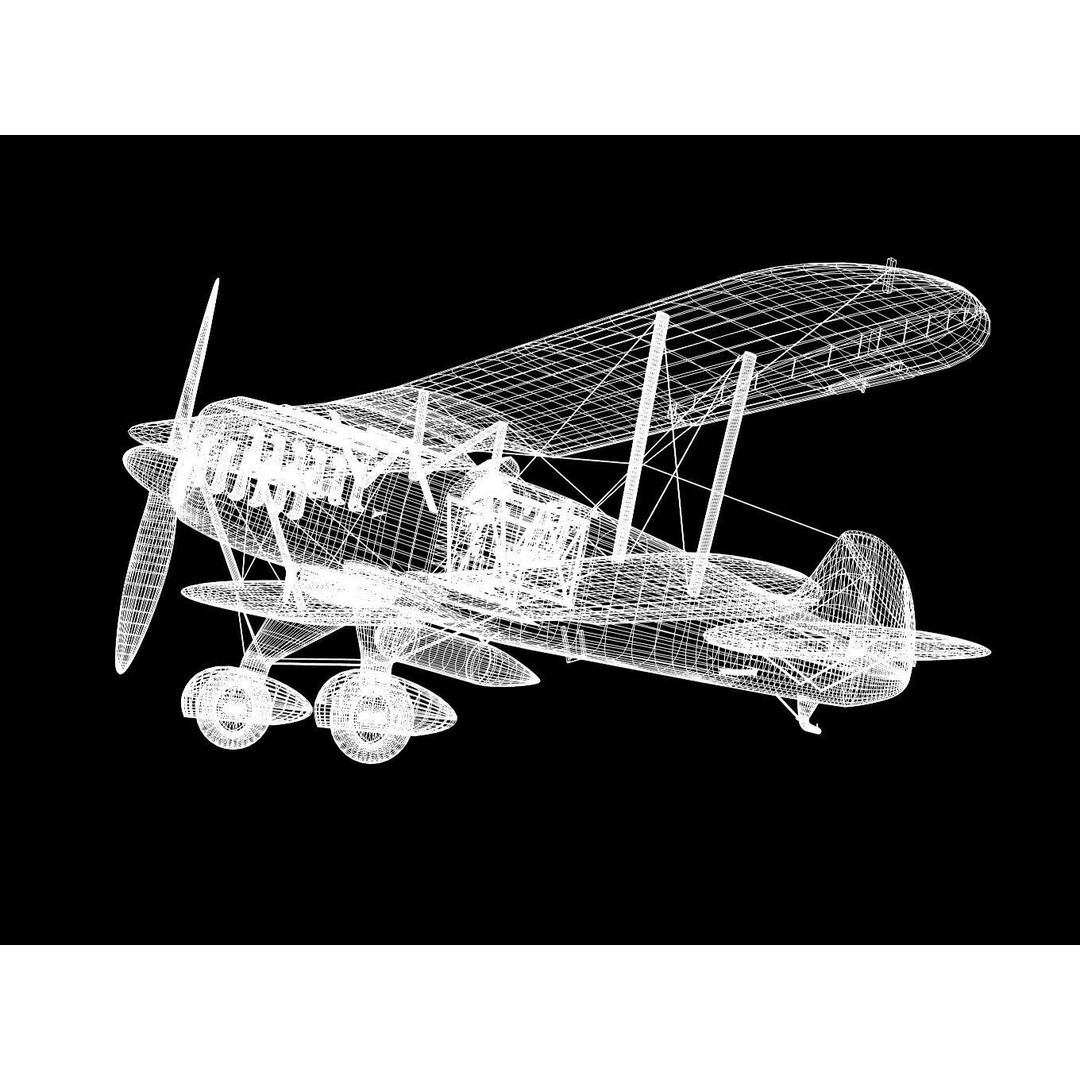Heinkel He-51 3D Model – High Poly Biplane Fighter Aircraft, FBX