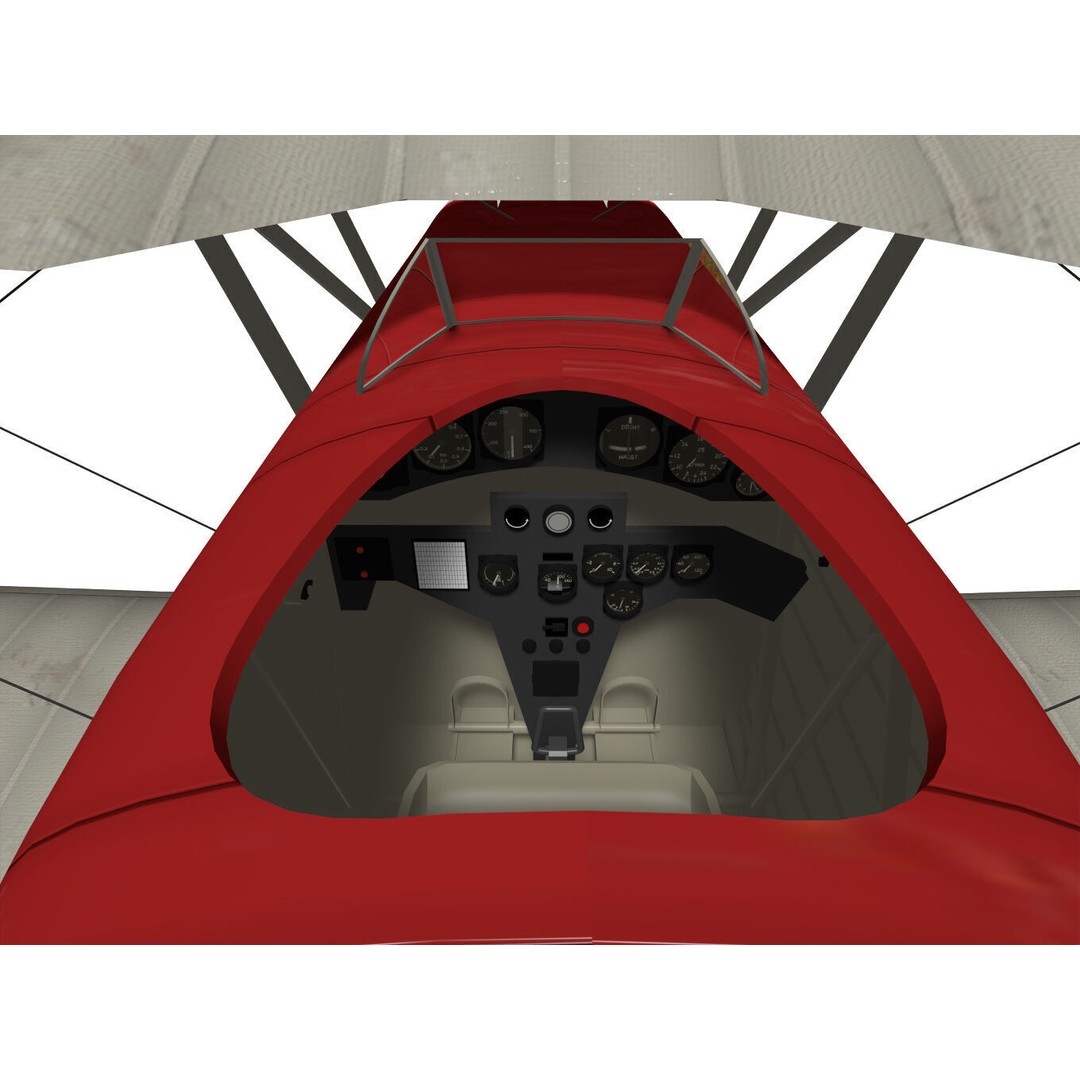 Heinkel He-51 3D Model – High Poly Biplane Fighter Aircraft, FBX - View 10