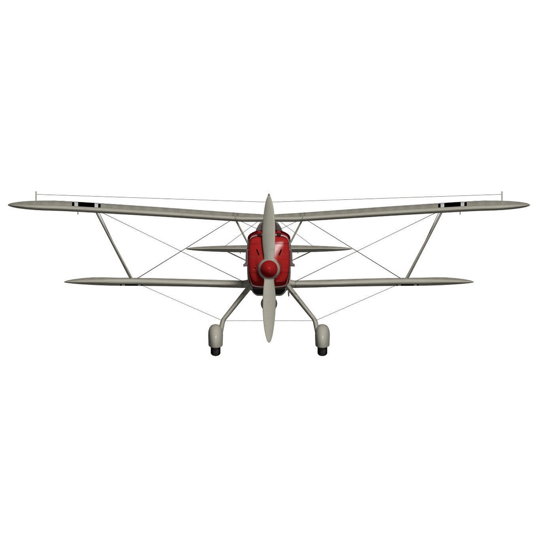 Heinkel He-51 3D Model – High Poly Biplane Fighter Aircraft, FBX - View 12
