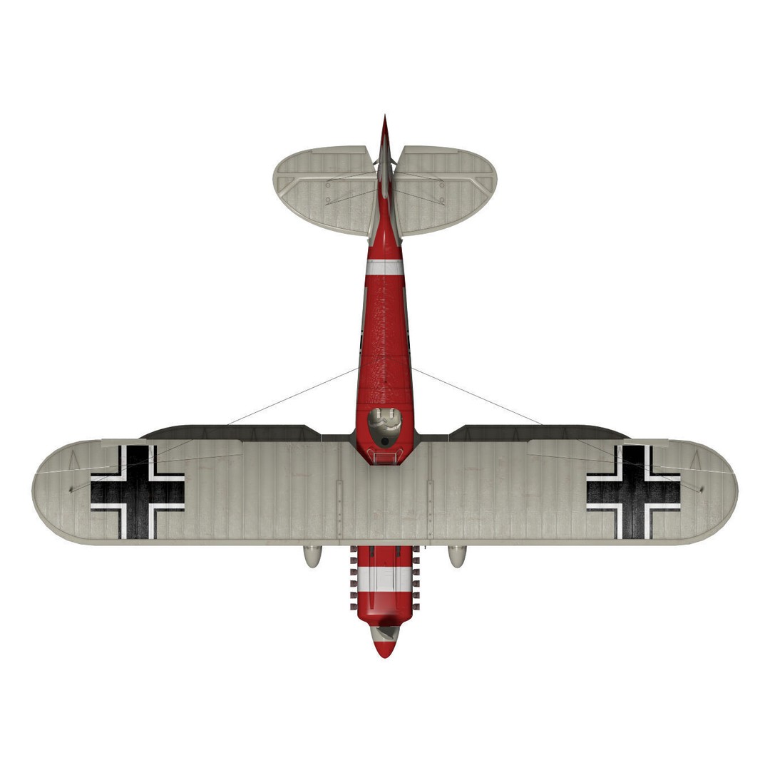 Heinkel He-51 3D Model – High Poly Biplane Fighter Aircraft, FBX - View 13