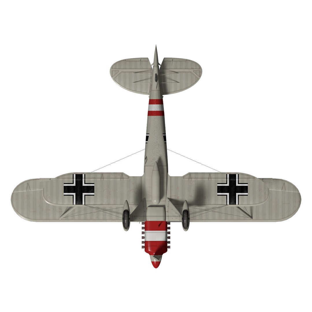 Heinkel He-51 3D Model – High Poly Biplane Fighter Aircraft, FBX - View 14