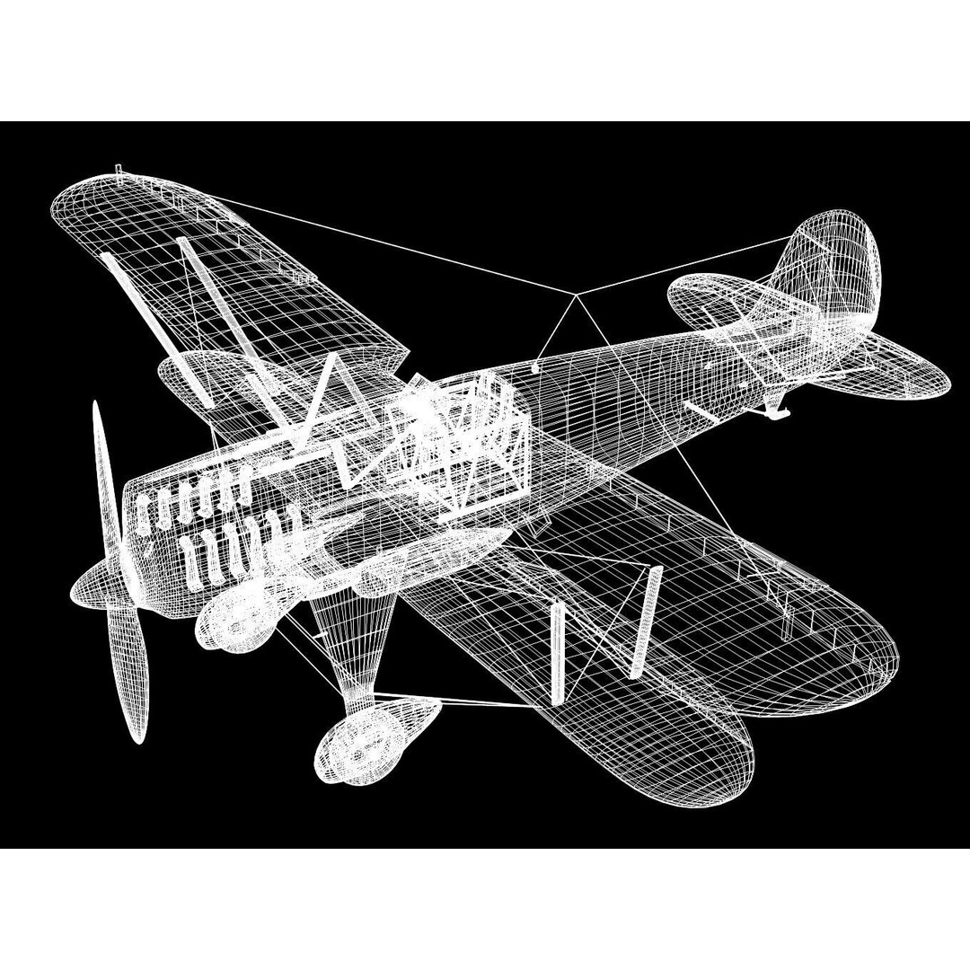 Heinkel He-51 3D Model – High Poly Biplane Fighter Aircraft, FBX - View 15