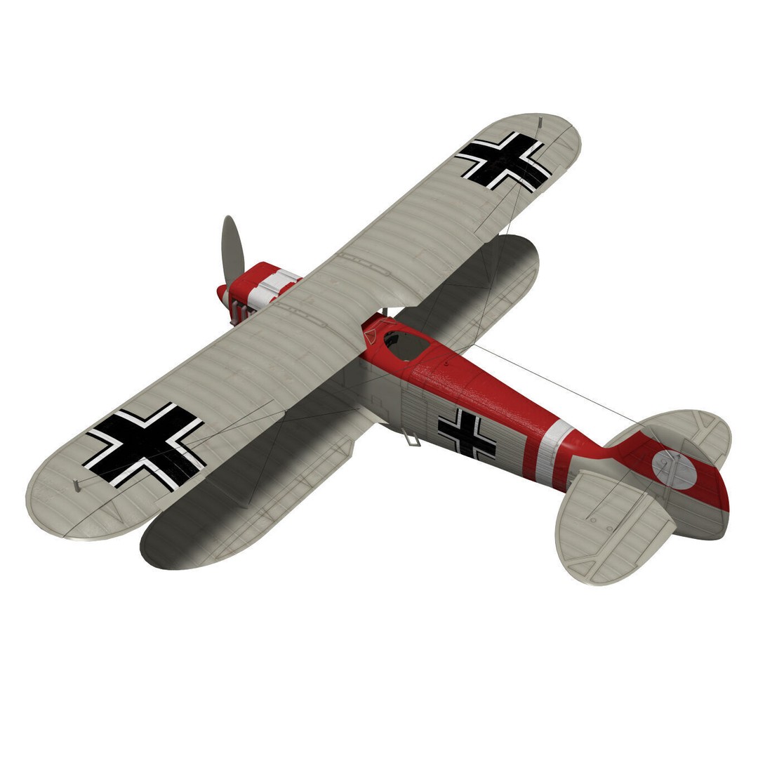 Heinkel He-51 3D Model – High Poly Biplane Fighter Aircraft, FBX - View 3