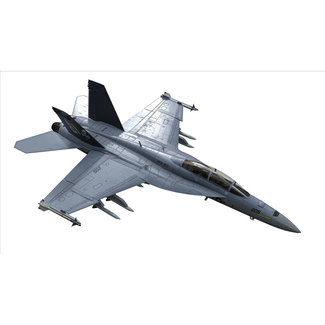 F-18F Super Hornet 3D Model – Low Poly Military Aircraft, FBX, OBJ - View 10