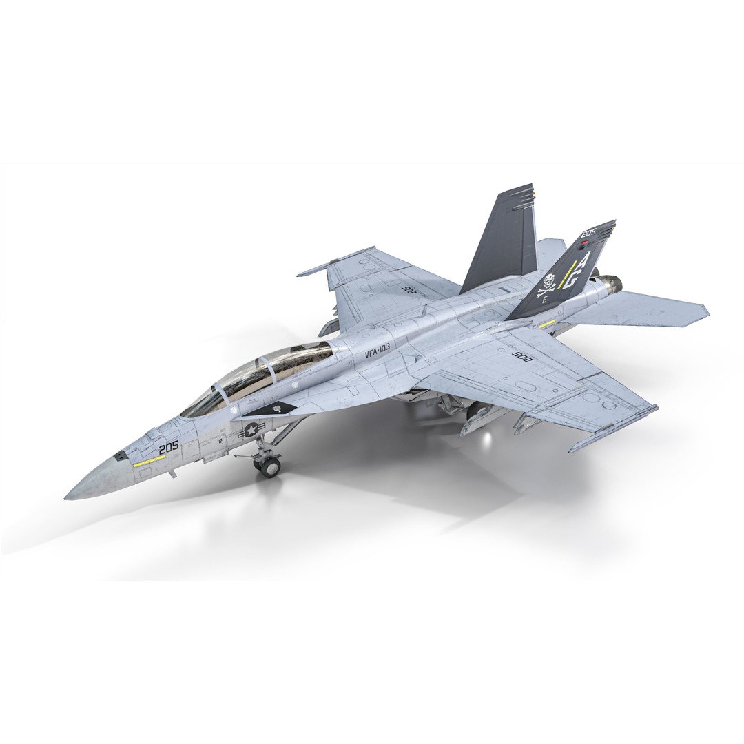 F-18F Super Hornet 3D Model – Low Poly Military Aircraft, FBX, OBJ - View 14