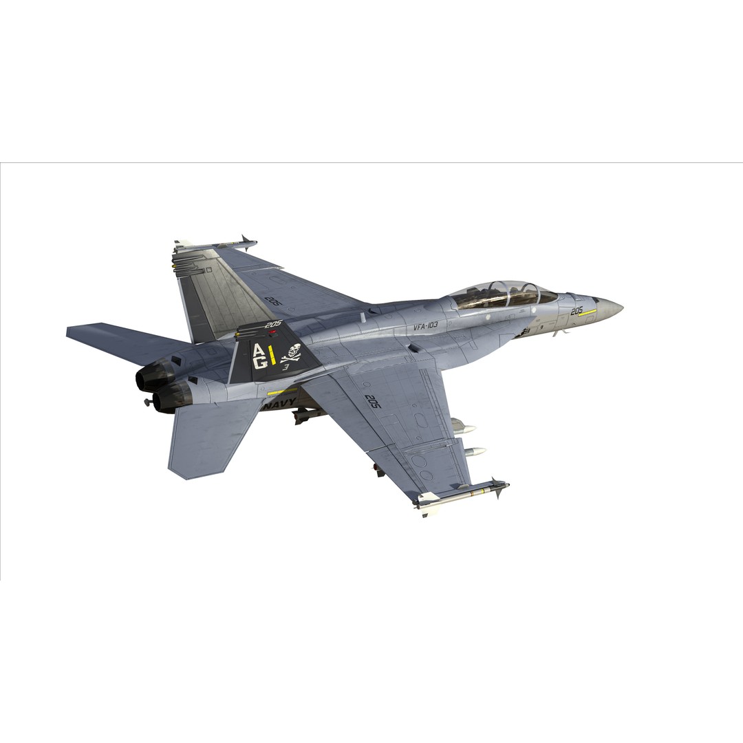F-18F Super Hornet 3D Model – Low Poly Military Aircraft, FBX, OBJ - View 15