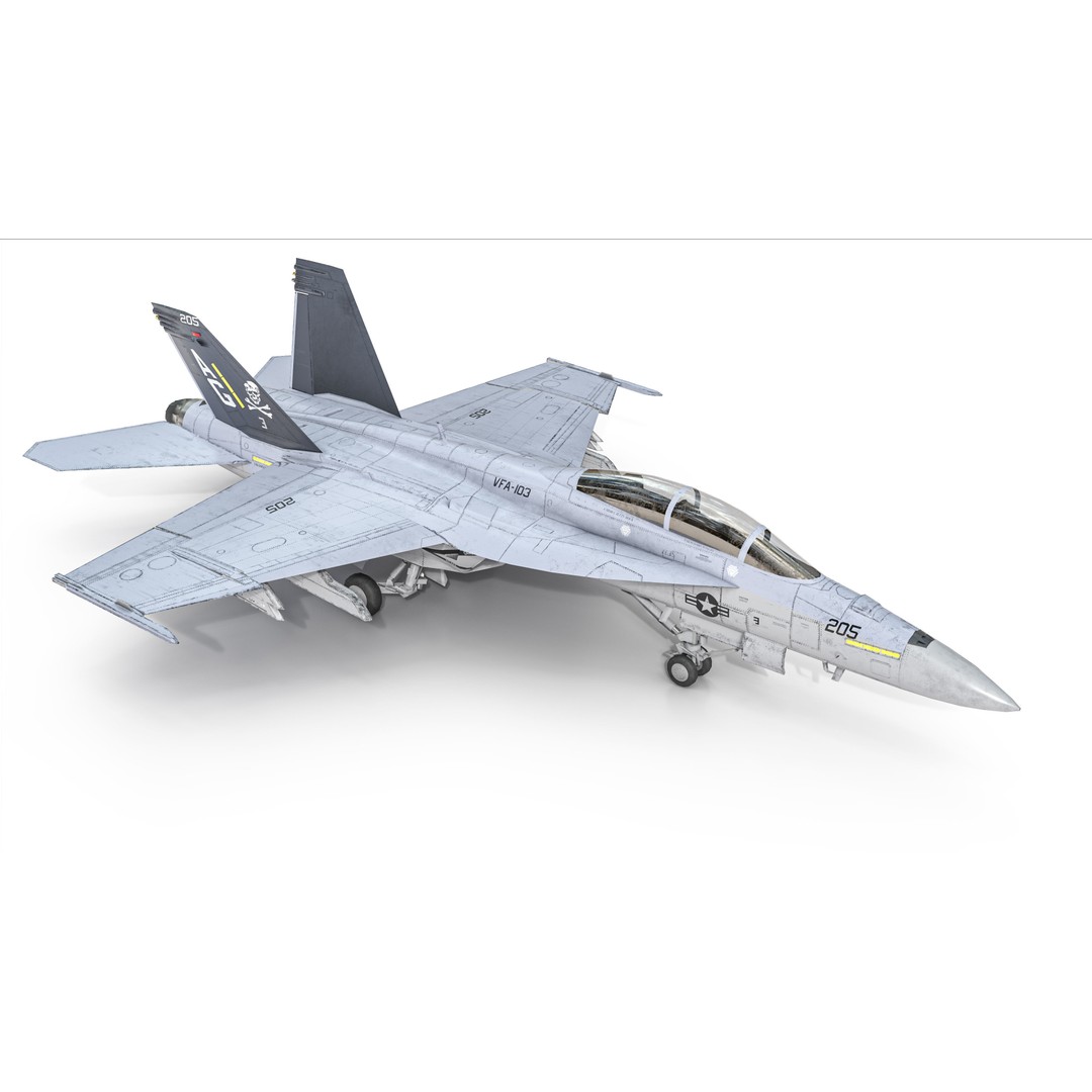 F-18F Super Hornet 3D Model – Low Poly Military Aircraft, FBX, OBJ - View 16