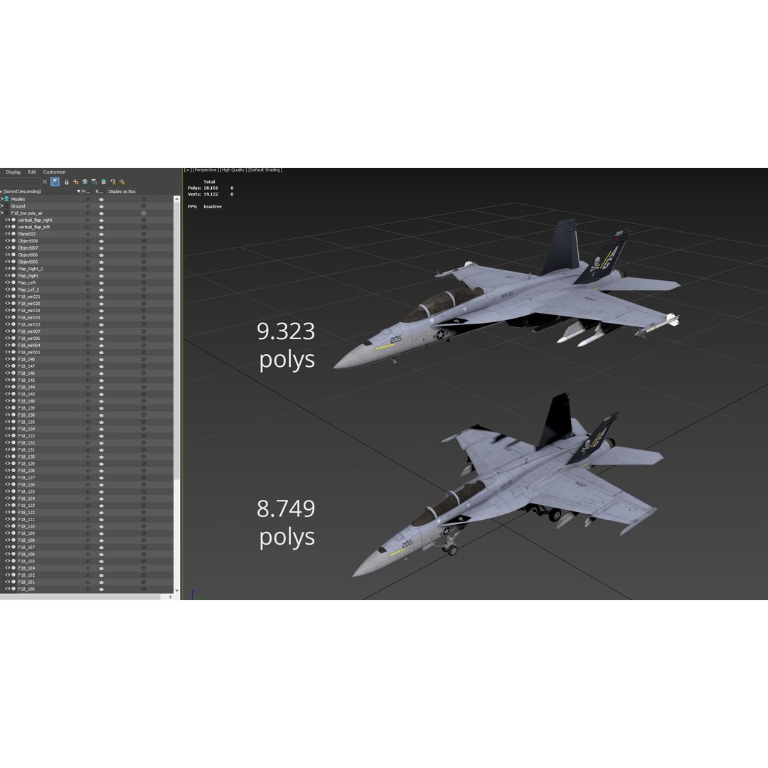 F-18F Super Hornet 3D Model – Low Poly Military Aircraft, FBX, OBJ - View 17