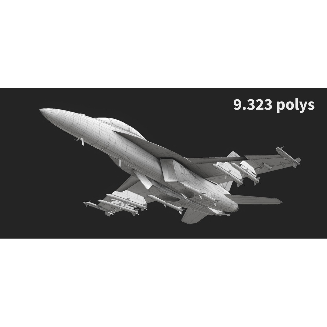 F-18F Super Hornet 3D Model – Low Poly Military Aircraft, FBX, OBJ - View 18