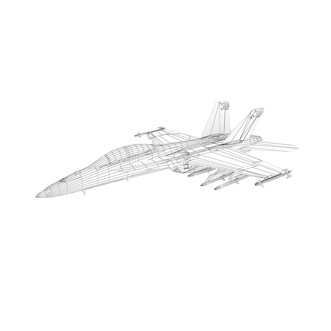 F-18F Super Hornet 3D Model – Low Poly Military Aircraft, FBX, OBJ - View 19