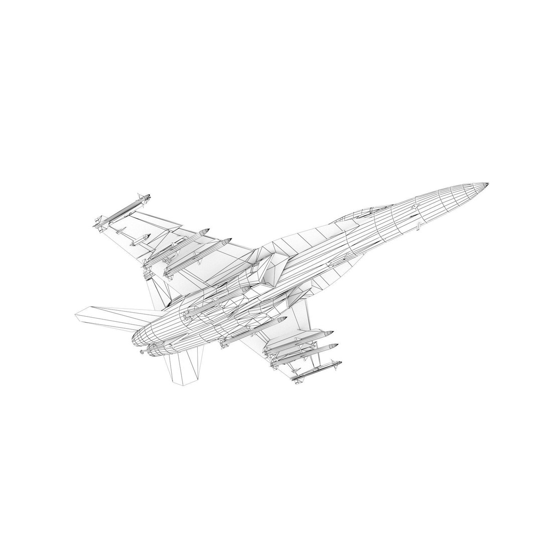 F-18F Super Hornet 3D Model – Low Poly Military Aircraft, FBX, OBJ - View 20