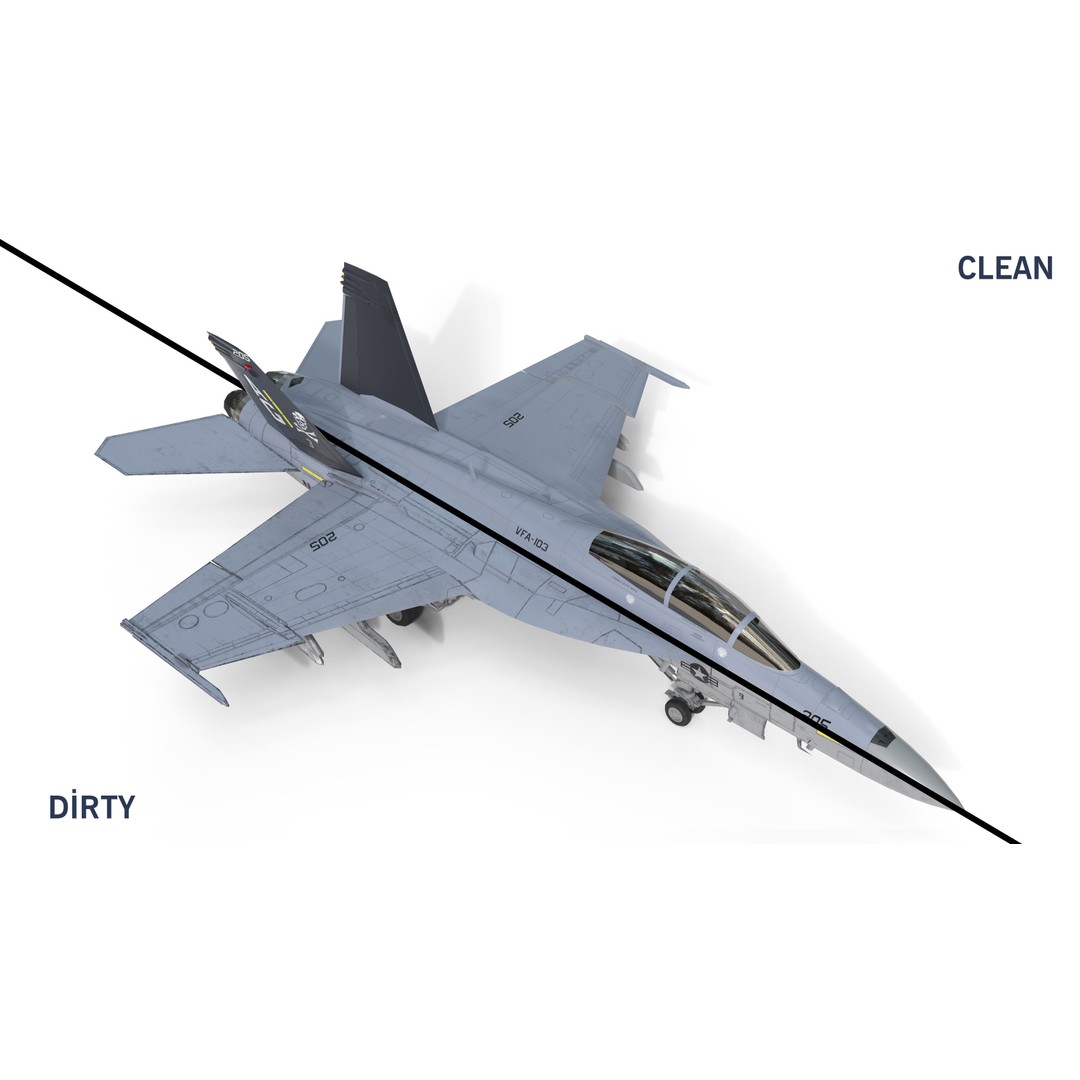 F-18F Super Hornet 3D Model – Low Poly Military Aircraft, FBX, OBJ - View 3