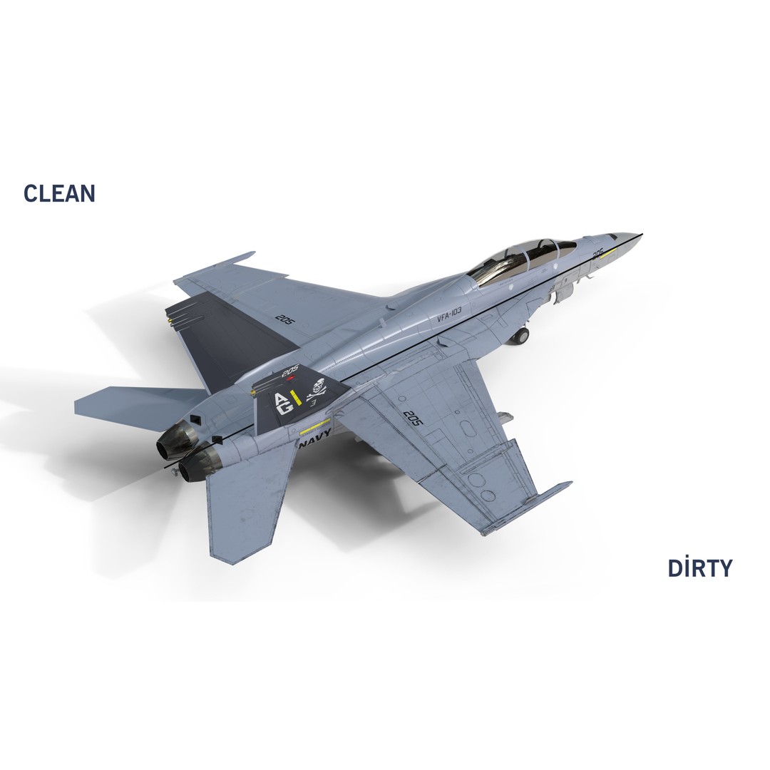 F-18F Super Hornet 3D Model – Low Poly Military Aircraft, FBX, OBJ - View 4