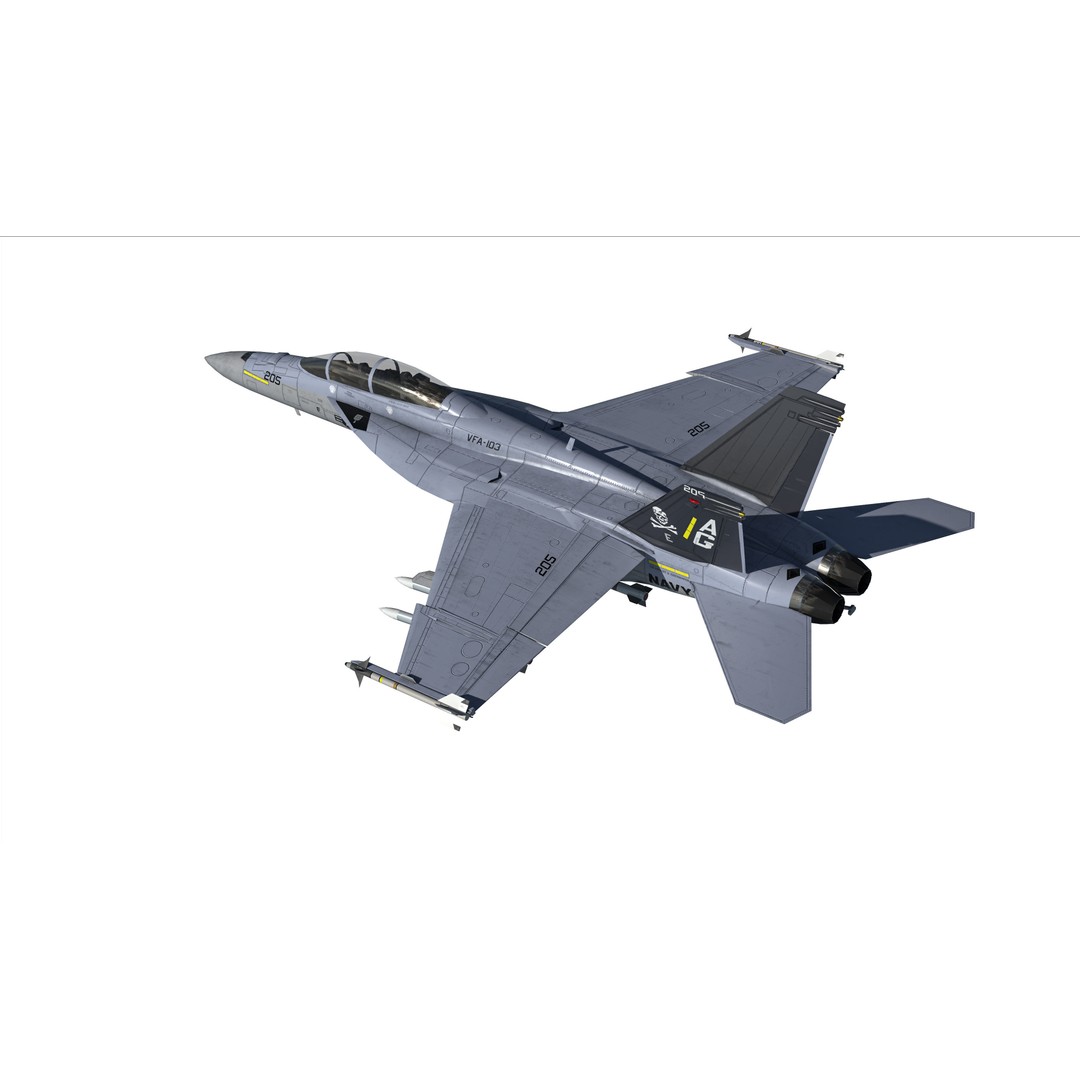 F-18F Super Hornet 3D Model – Low Poly Military Aircraft, FBX, OBJ - View 7