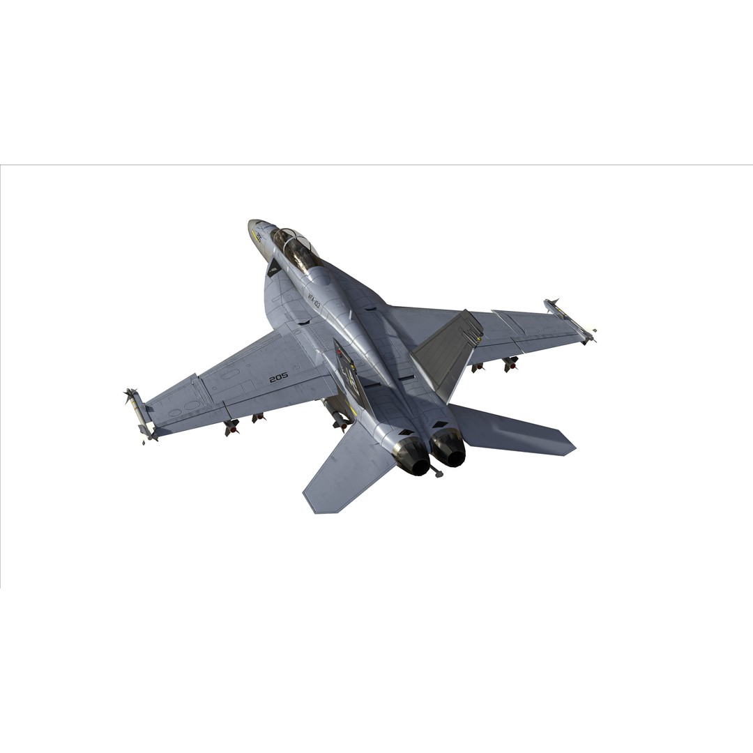 F-18F Super Hornet 3D Model – Low Poly Military Aircraft, FBX, OBJ - View 8