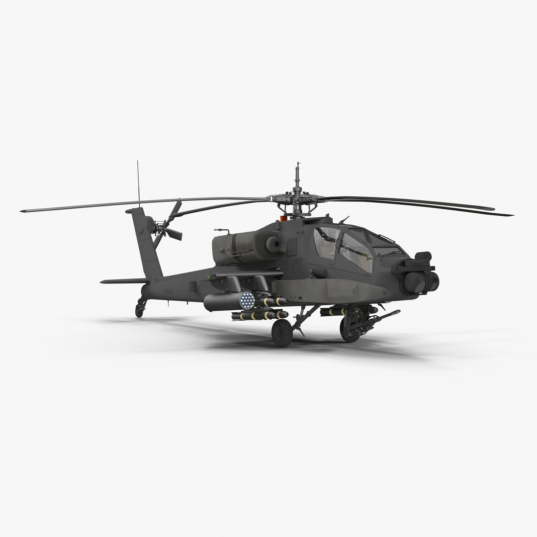 AH64A Apache Helicopter 3D Model – Low Poly Game Asset, FBX, PBR Textures - View 10