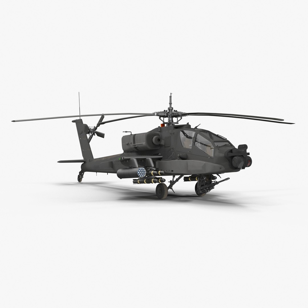 AH64A Apache Helicopter 3D Model – Low Poly Game Asset, FBX, PBR Textures - View 11