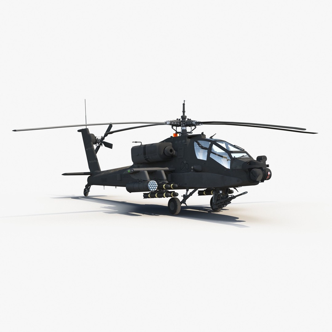 AH64A Apache Helicopter 3D Model – Low Poly Game Asset, FBX, PBR Textures - View 12