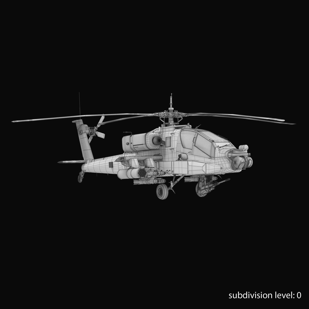 AH64A Apache Helicopter 3D Model – Low Poly Game Asset, FBX, PBR Textures - View 13