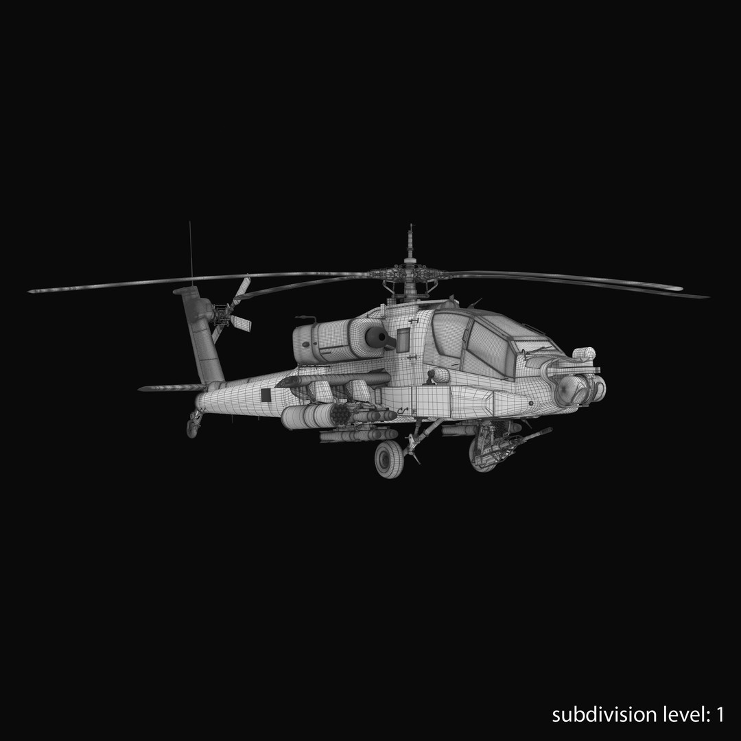AH64A Apache Helicopter 3D Model – Low Poly Game Asset, FBX, PBR Textures - View 14