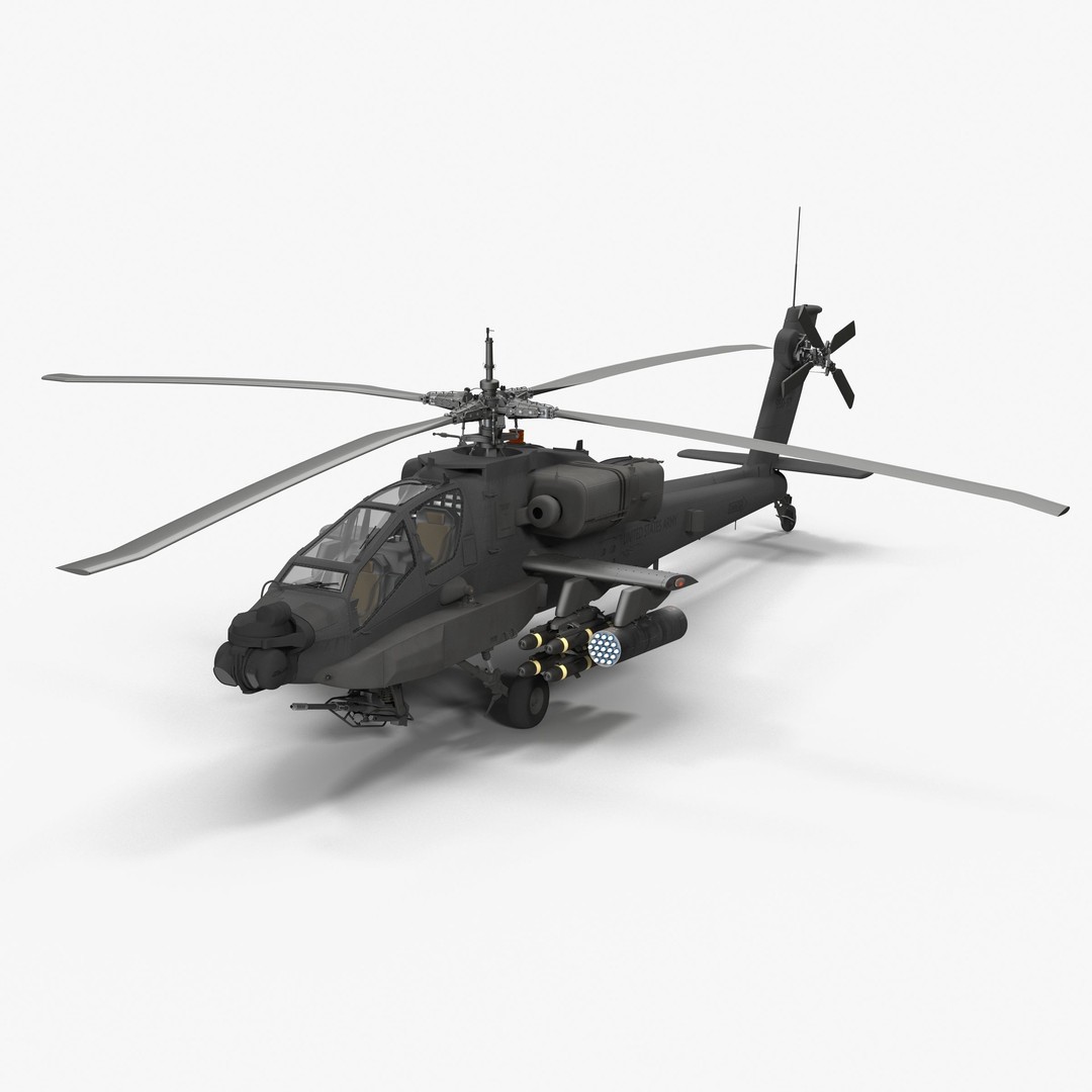 AH64A Apache Helicopter 3D Model – Low Poly Game Asset, FBX, PBR Textures - View 15