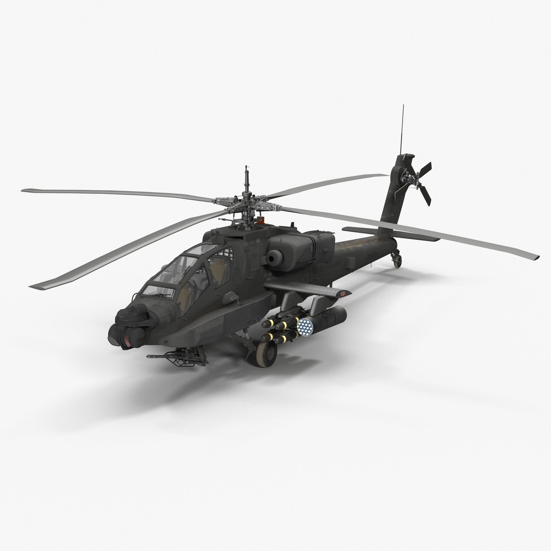AH64A Apache Helicopter 3D Model – Low Poly Game Asset, FBX, PBR Textures - View 16