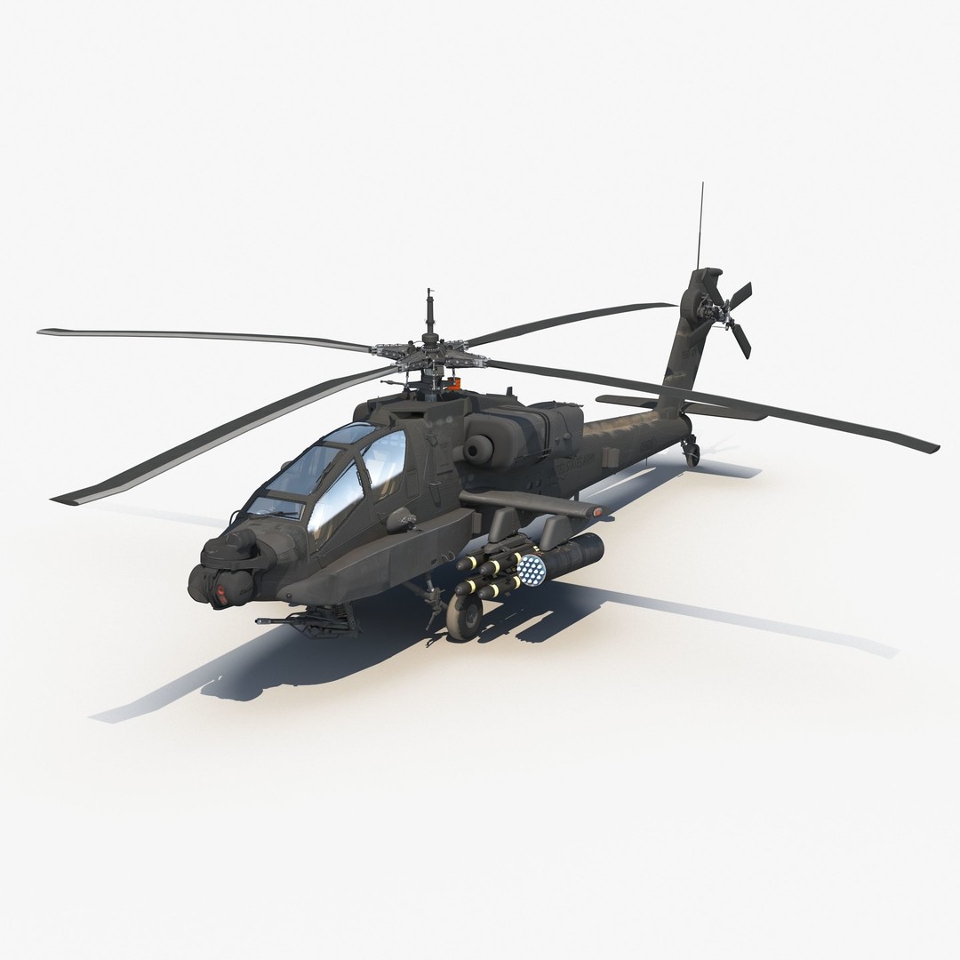 AH64A Apache Helicopter 3D Model – Low Poly Game Asset, FBX, PBR Textures - View 17