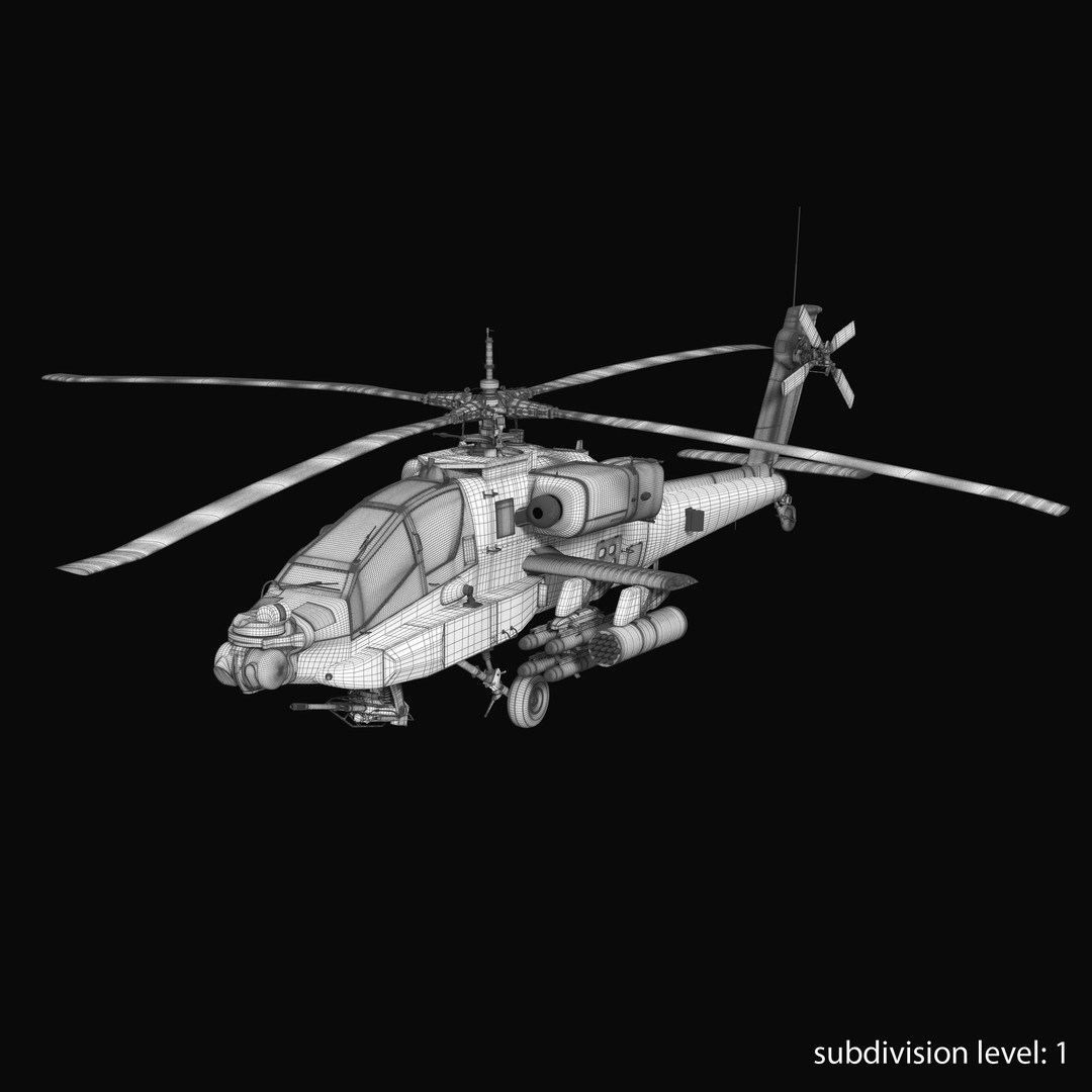 AH64A Apache Helicopter 3D Model – Low Poly Game Asset, FBX, PBR Textures - View 19