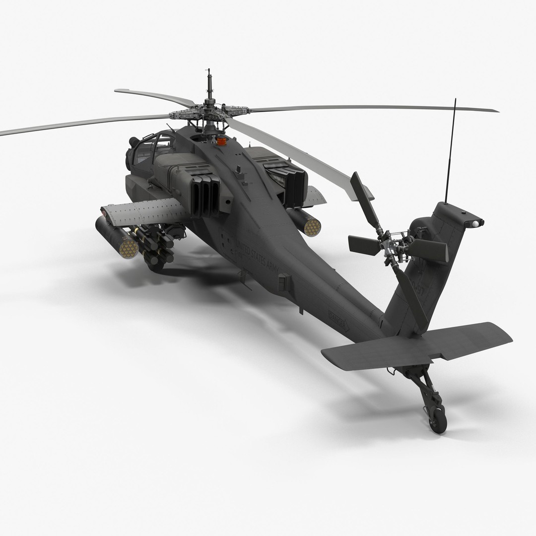 AH64A Apache Helicopter 3D Model – Low Poly Game Asset, FBX, PBR Textures - View 20
