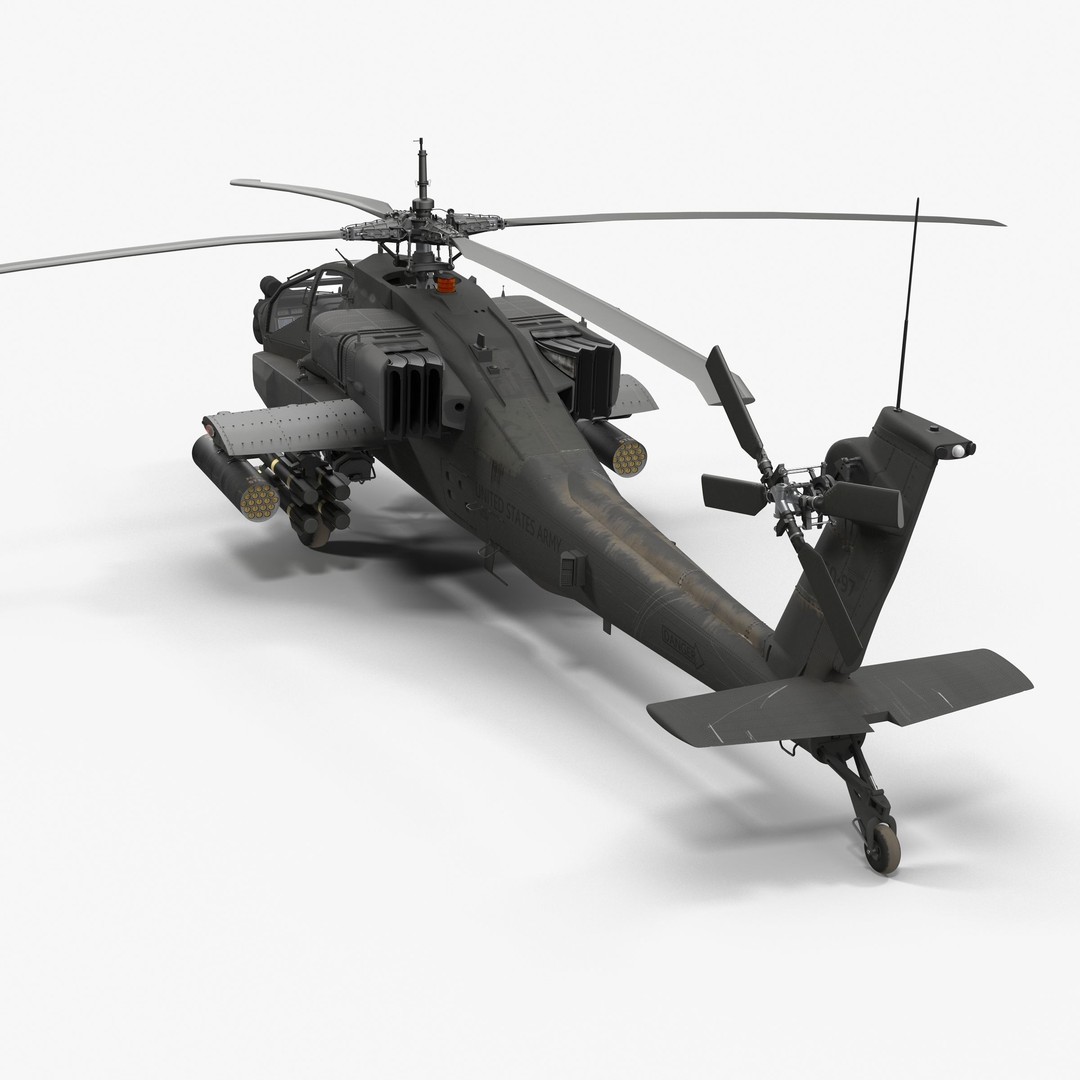 AH64A Apache Helicopter 3D Model – Low Poly Game Asset, FBX, PBR Textures - View 21