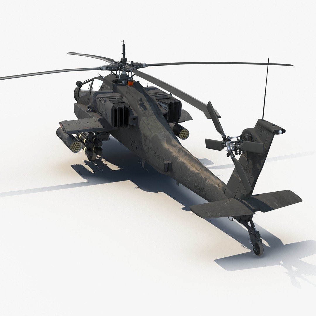 AH64A Apache Helicopter 3D Model – Low Poly Game Asset, FBX, PBR Textures - View 22