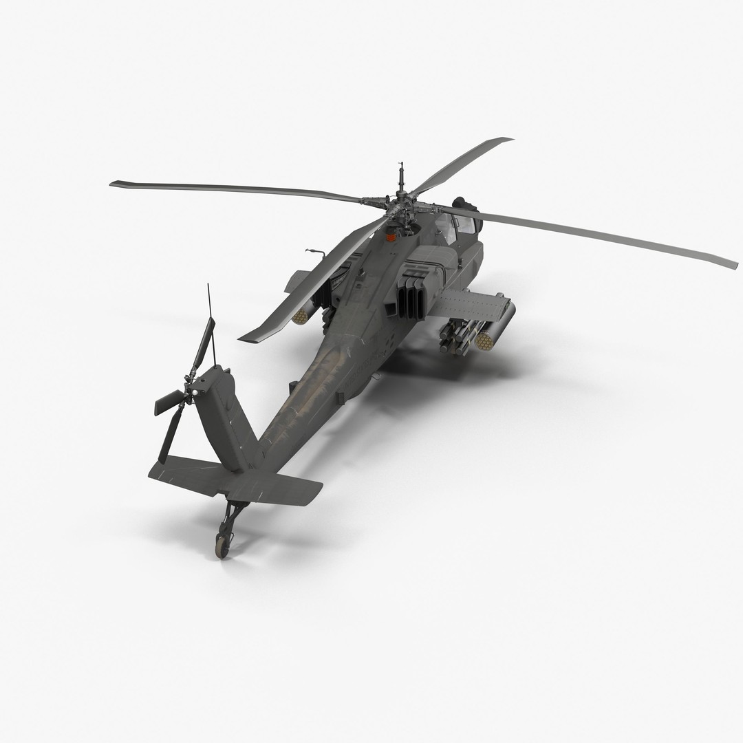 AH64A Apache Helicopter 3D Model – Low Poly Game Asset, FBX, PBR Textures - View 24