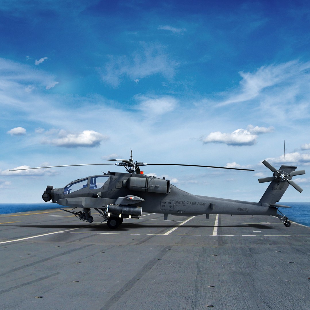 AH64A Apache Helicopter 3D Model – Low Poly Game Asset, FBX, PBR Textures - View 3