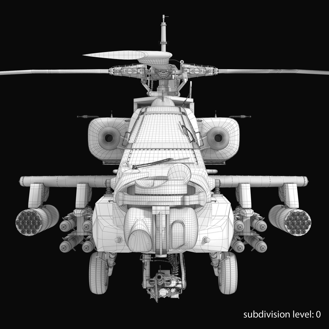AH64A Apache Helicopter 3D Model – Low Poly Game Asset, FBX, PBR Textures - View 32
