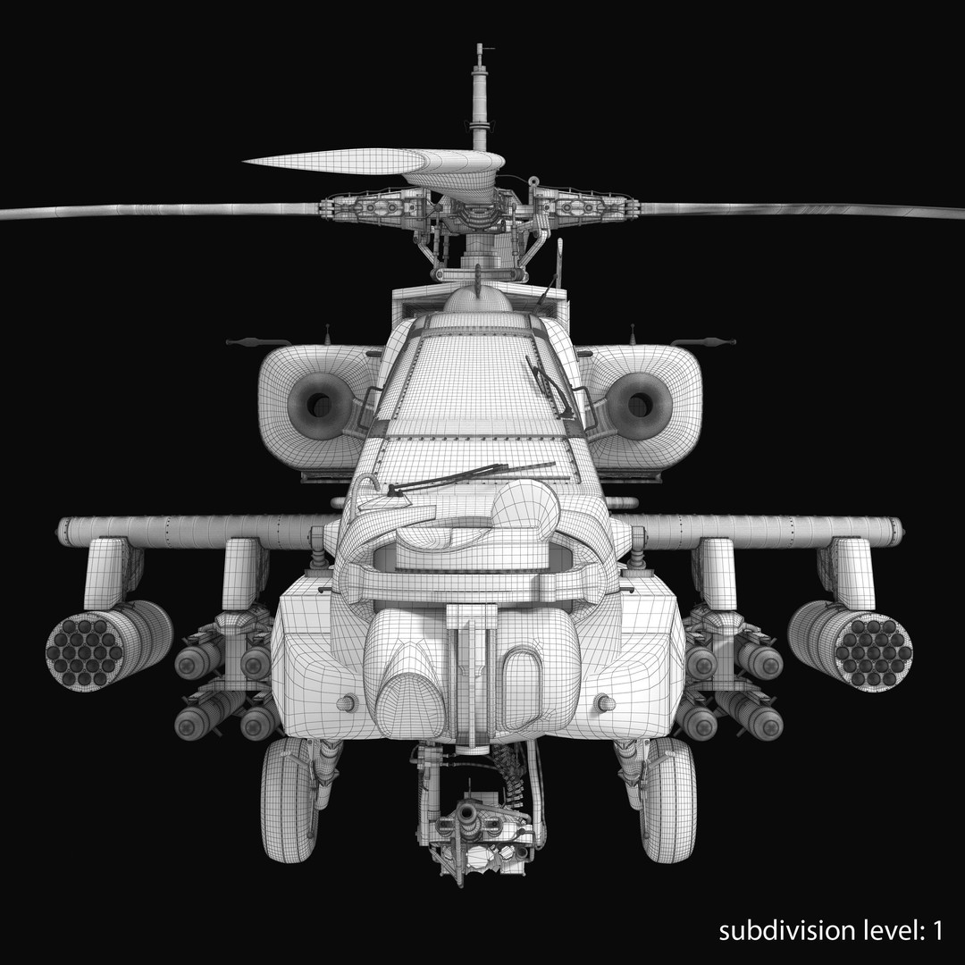 AH64A Apache Helicopter 3D Model – Low Poly Game Asset, FBX, PBR Textures - View 33