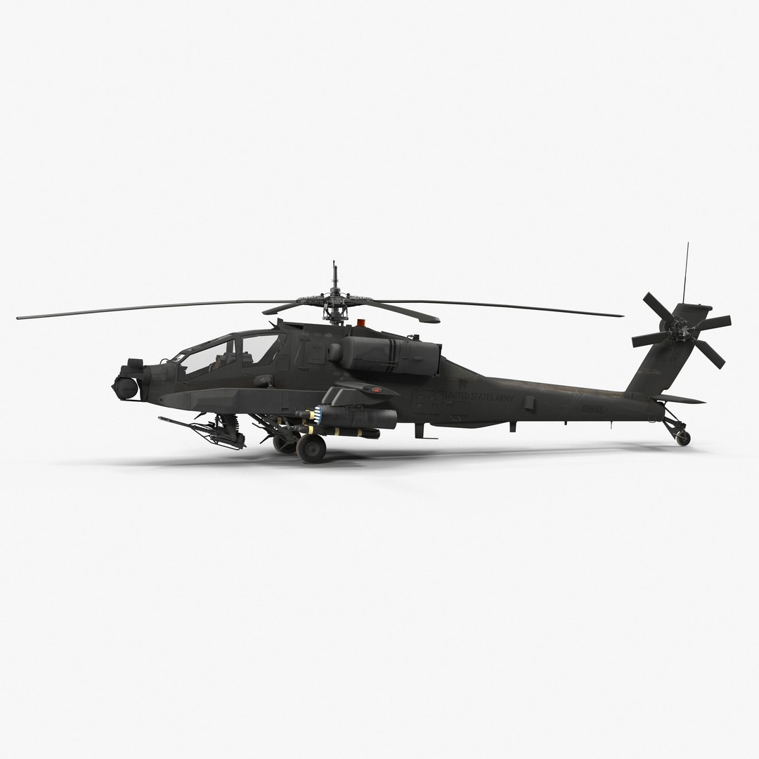 AH64A Apache Helicopter 3D Model – Low Poly Game Asset, FBX, PBR Textures - View 6