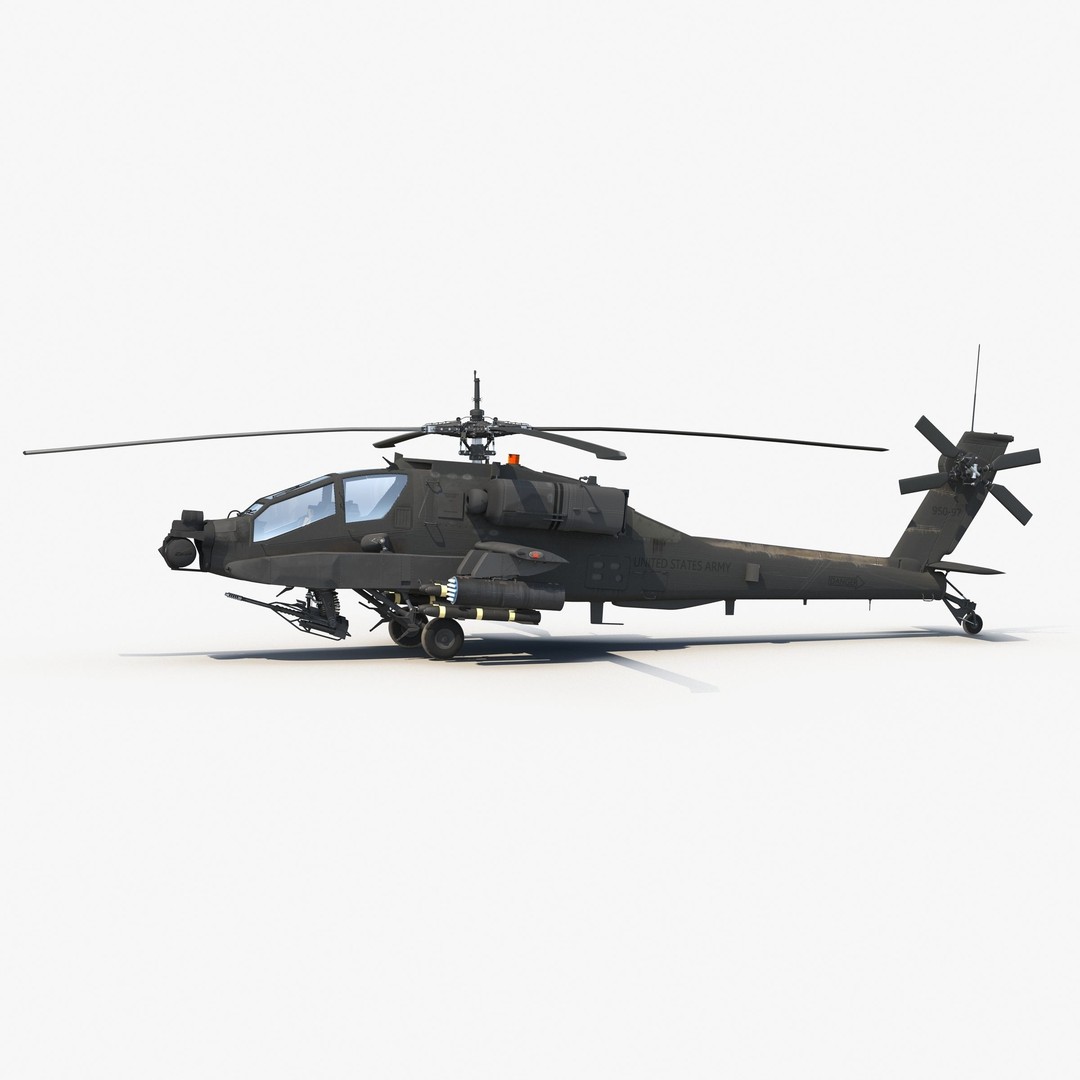 AH64A Apache Helicopter 3D Model – Low Poly Game Asset, FBX, PBR Textures - View 7