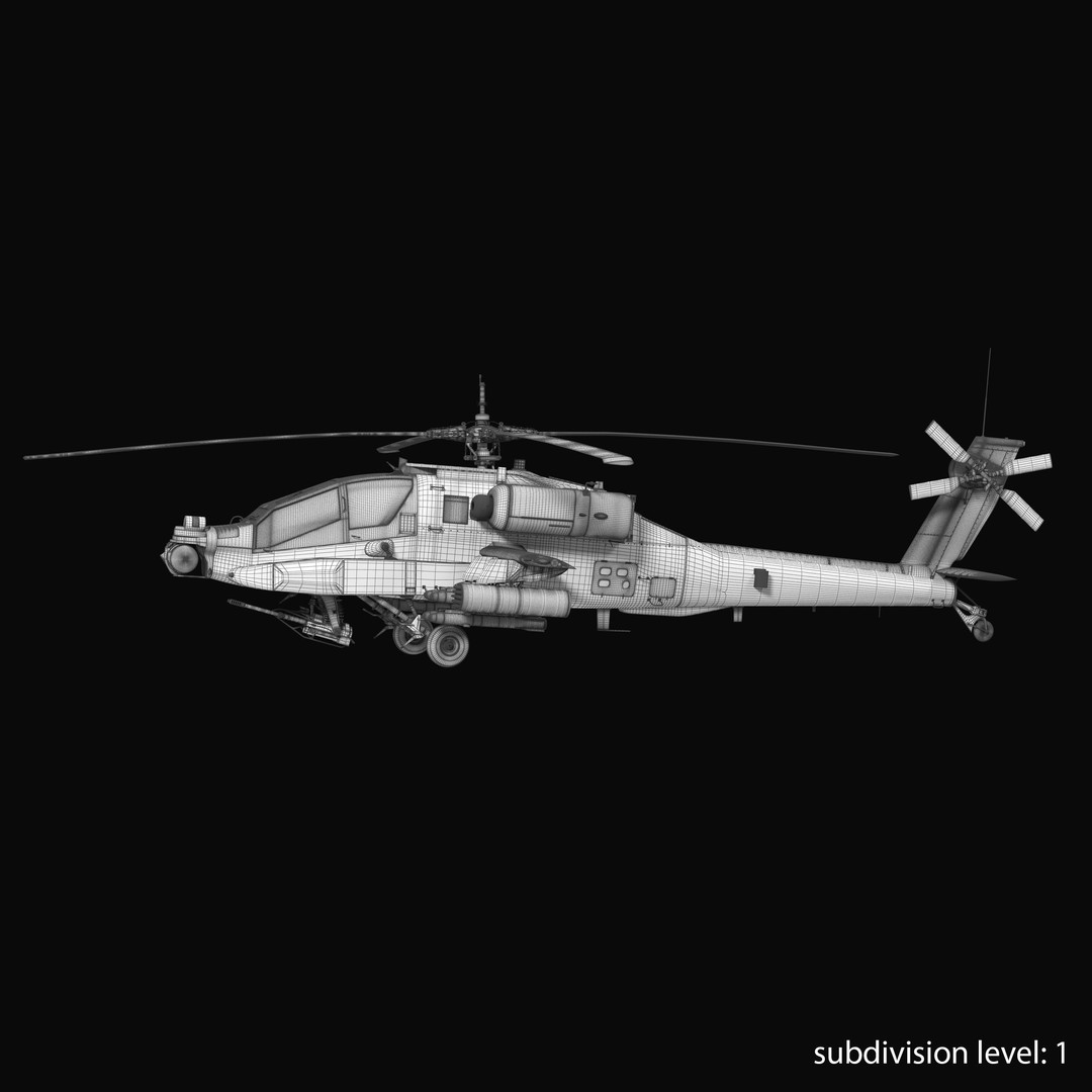 AH64A Apache Helicopter 3D Model – Low Poly Game Asset, FBX, PBR Textures - View 9