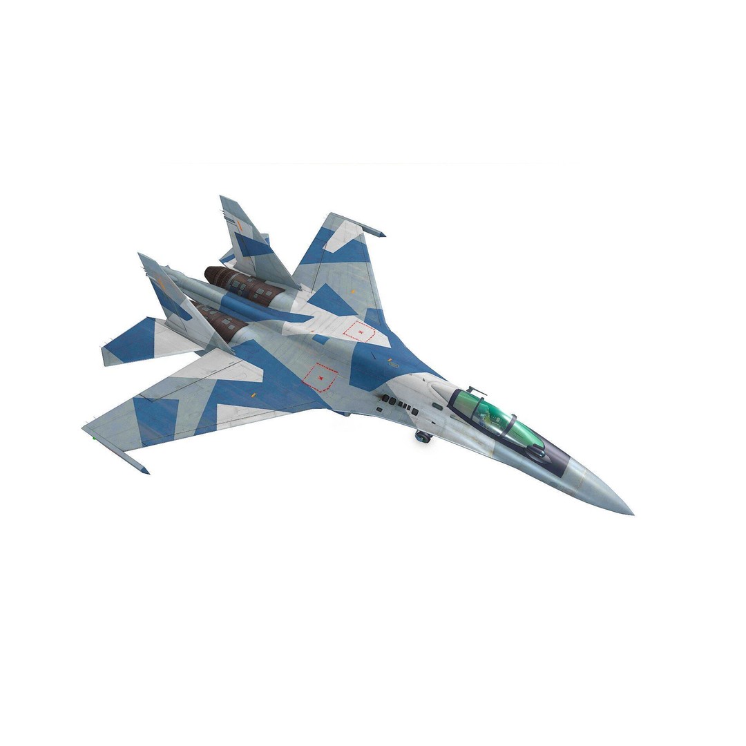 Sukhoi Su-35 3D Model – Low Poly Game-Ready Fighter Jet, FBX - View 14