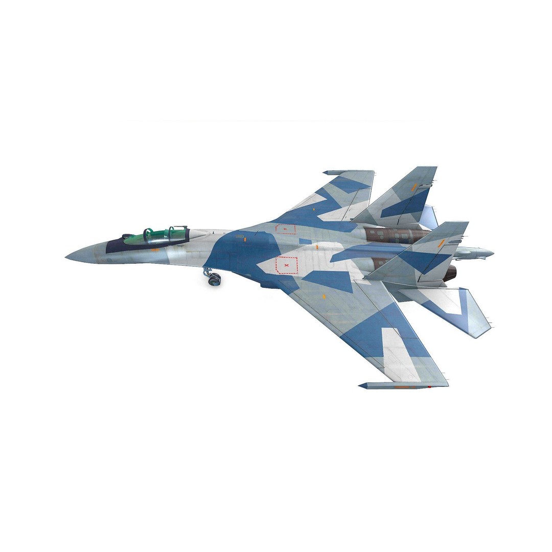 Sukhoi Su-35 3D Model – Low Poly Game-Ready Fighter Jet, FBX - View 3