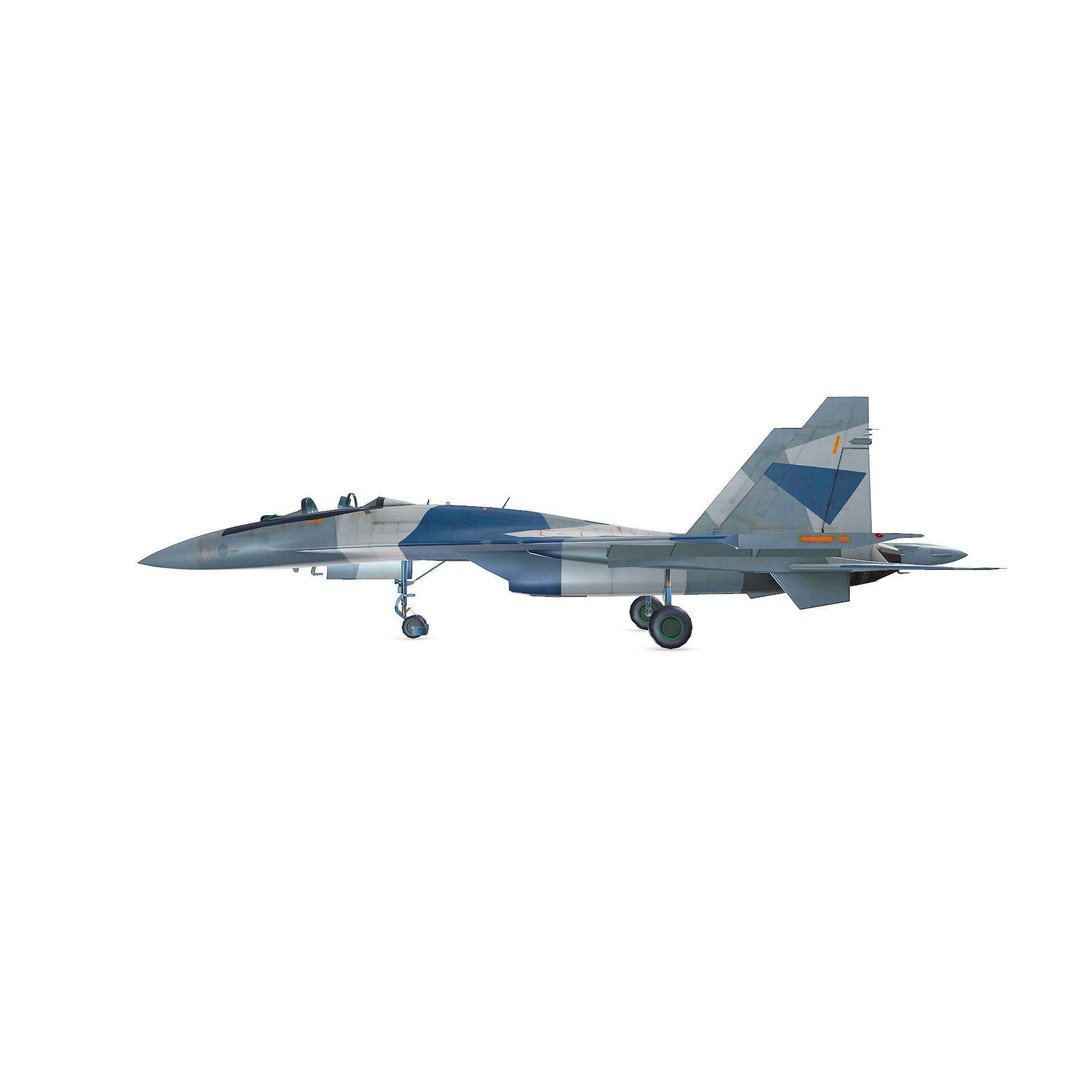 Sukhoi Su-35 3D Model – Low Poly Game-Ready Fighter Jet, FBX - View 4