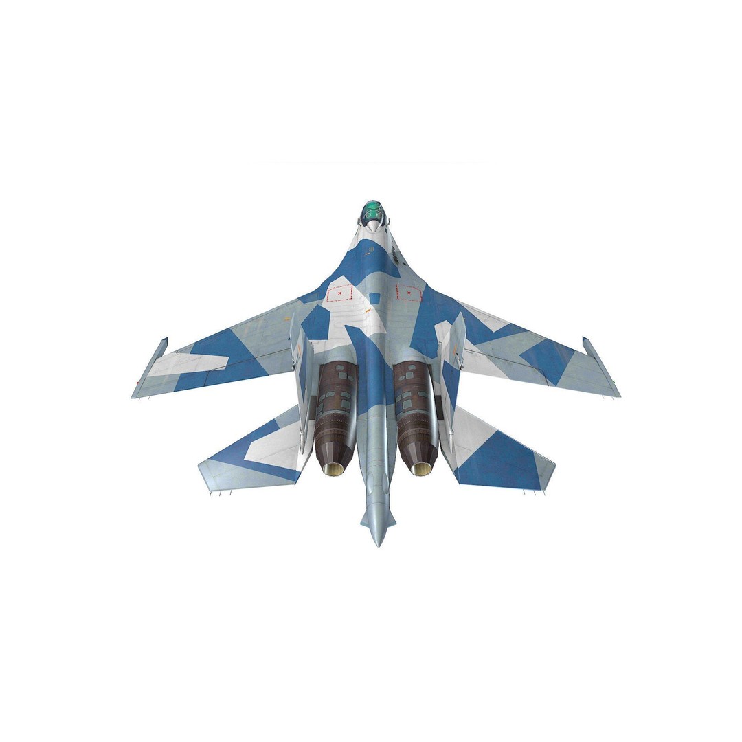 Sukhoi Su-35 3D Model – Low Poly Game-Ready Fighter Jet, FBX - View 8