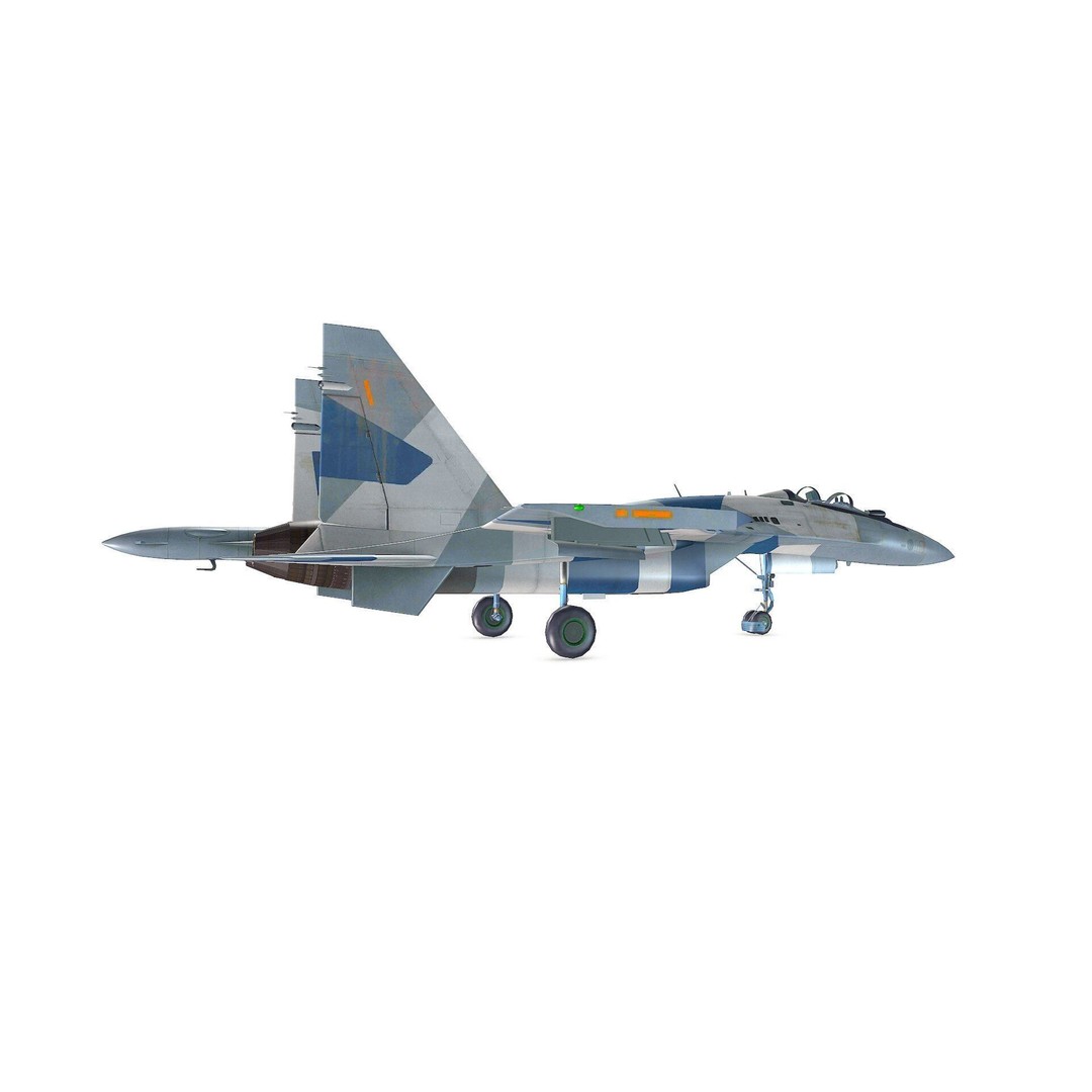Sukhoi Su-35 3D Model – Low Poly Game-Ready Fighter Jet, FBX - View 9