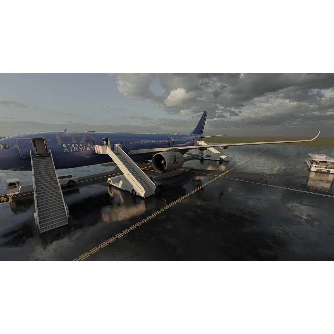 Airbus A330-202 3D Model – Detailed Aircraft Asset for Rendering - View 10